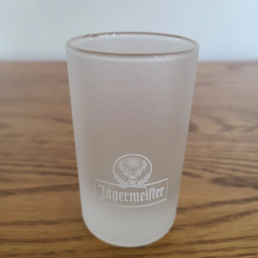 Jagermeister Collectible German Frosted 4cl Tall Shot Glass White Stag Logo